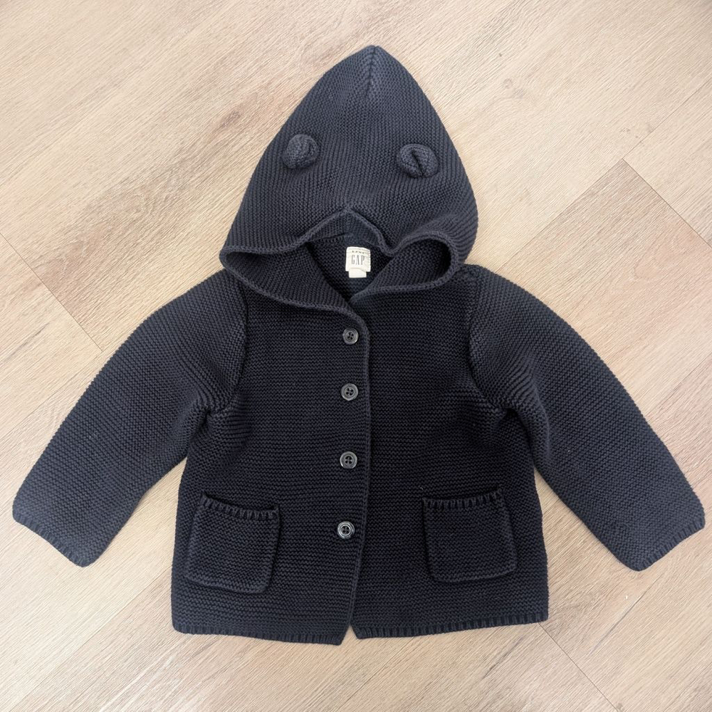 Baby GAP Navy Knit Hooded Sweater with Bear Ears 18-24 Months